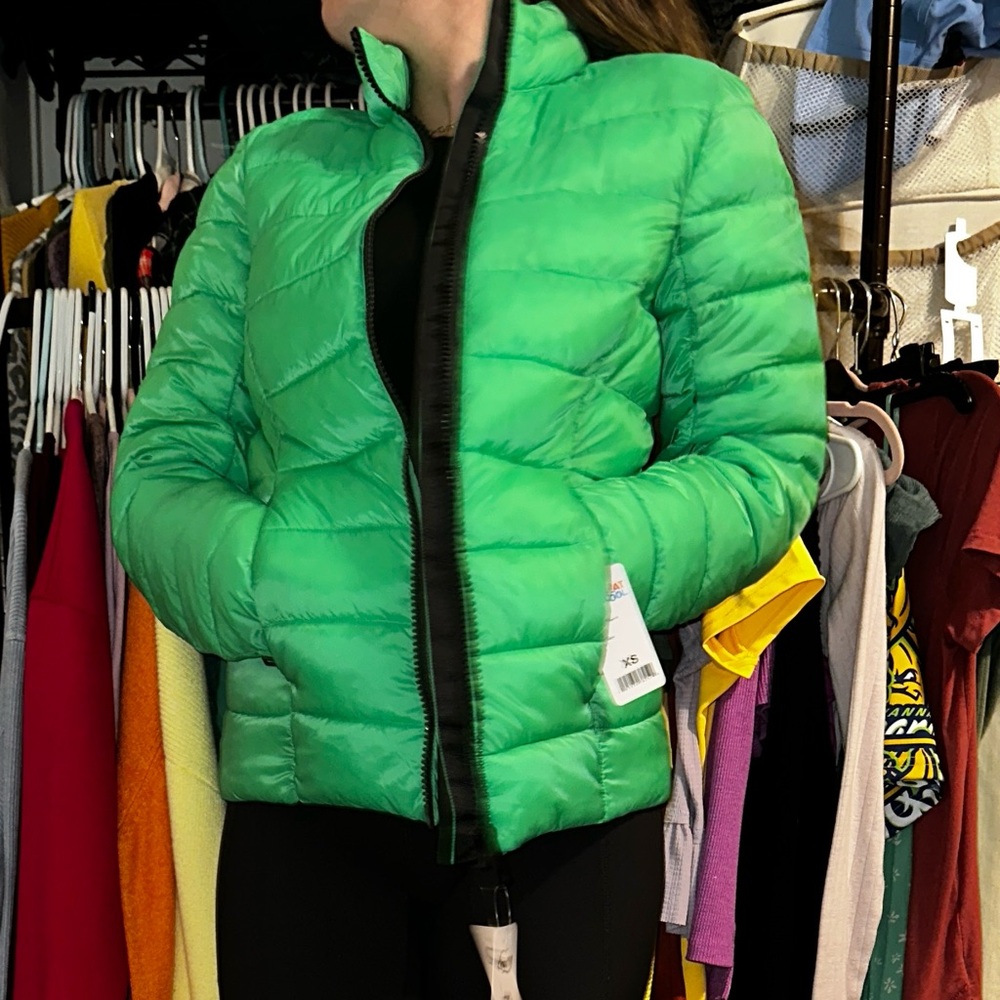 Vibrant Green Puffer Jacket, women’s, sz XS, NWT